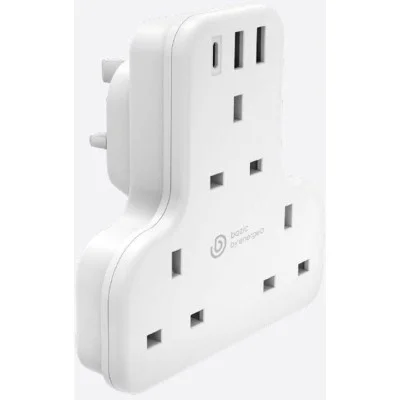 BAZIC GOPORT TRIO, EXTENSION WALL CHARGER WITH BUILT-IN USB OUTPUT - WHITE